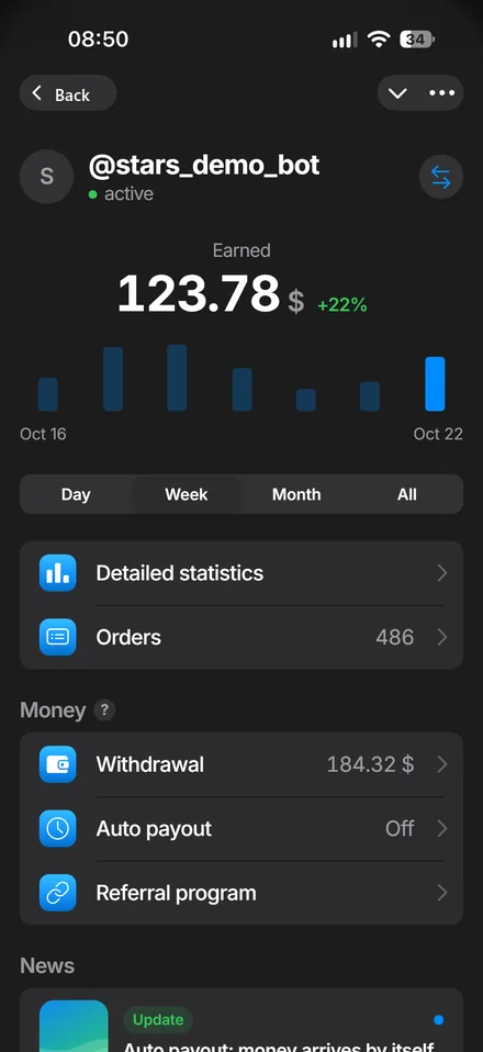 Partner cabinet home screen